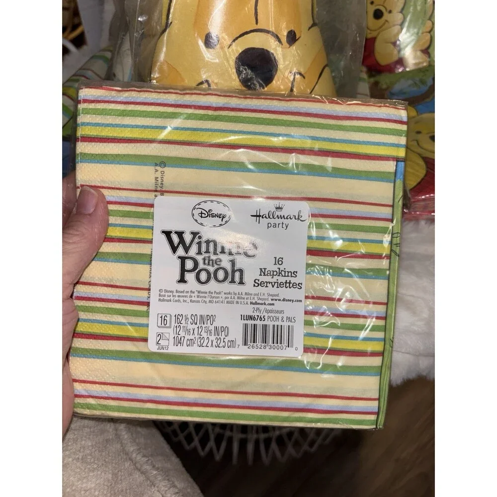 Vintage Hallmark Disney Winnie the Pooh Birthday Party Supplies Lot Plates Napki